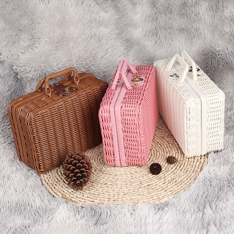 Gift Boxes For Presents With Lids Rattan Storage Box For Birthday Gift Packaging Pinic Storage