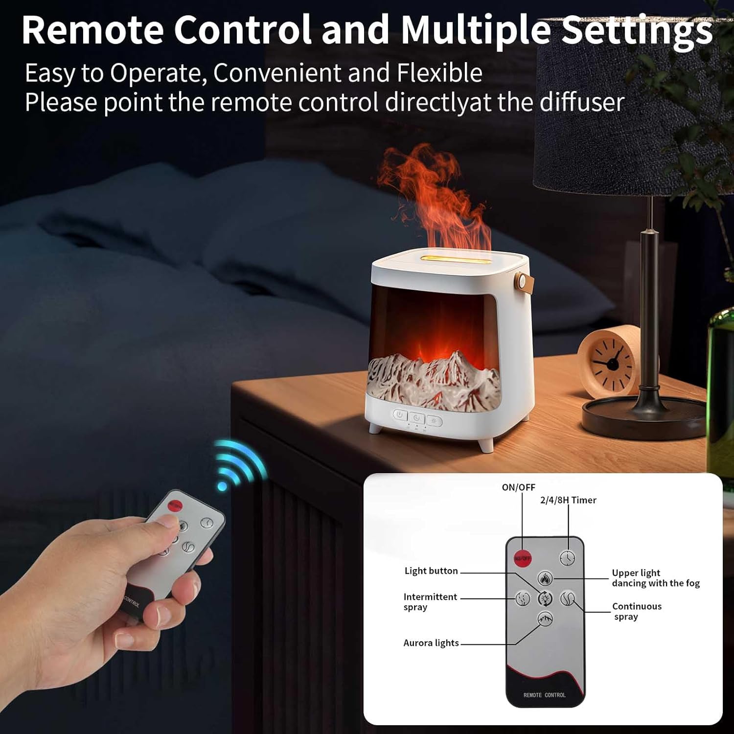 Aroma Diffuser With 7 Color Light Humidifier With Remote Control Essential Oils For Home Office