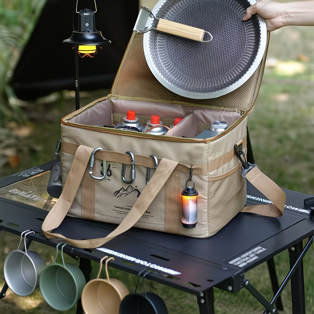 36L Waterproof Oxford Camping Storage Bag Built-in Cutting Board Shoulder Strap For Car Outdoor Use