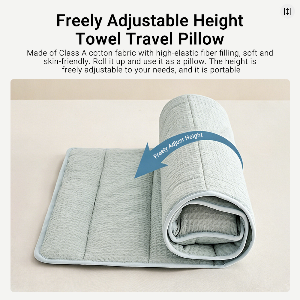 Sleep Towel Therapeutic Towel Pillow Height Adjustable Neck Support Pillow Travel Portable Pillow