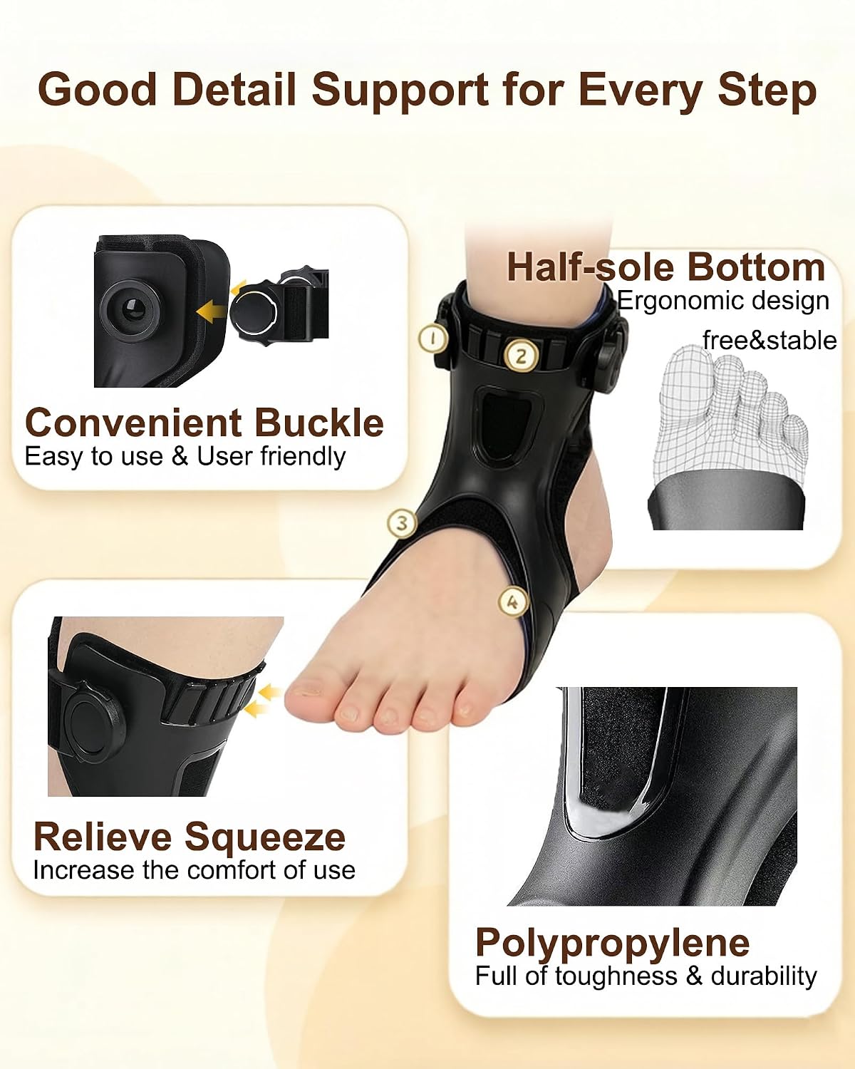 Drop Foot Brace, Drop Foot Brace Orthosis Ankle Brace Support, Foot Stabilizer Worn with Shoes