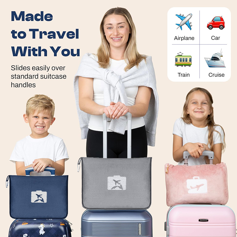 Logo Customization 2 in 1 Traveling Blanket Cushion with Pockets Airplane Blanket Set 