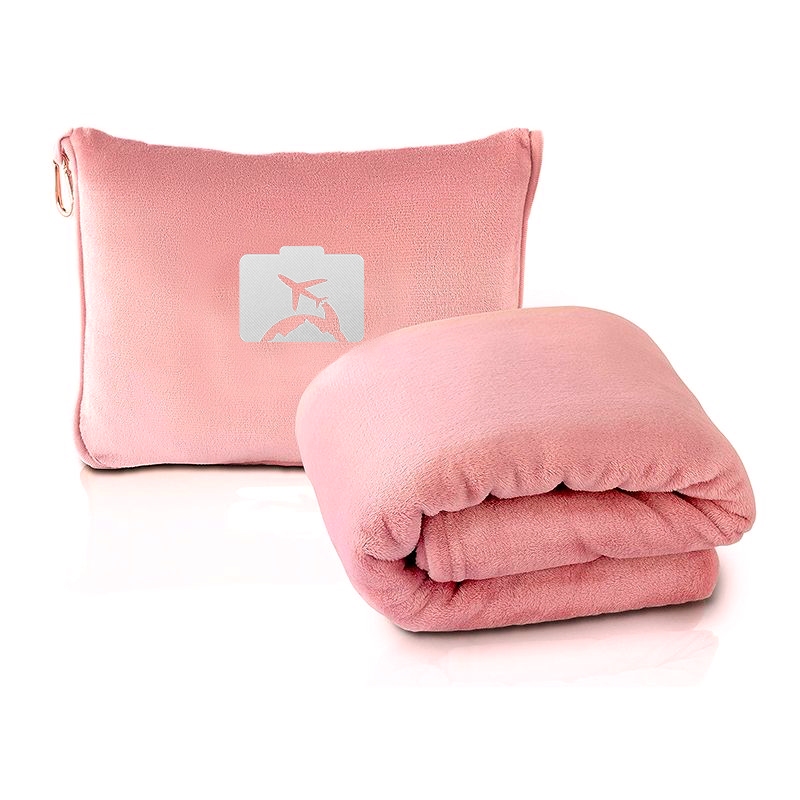 Logo Customization 2 in 1 Traveling Blanket Cushion with Pockets Airplane Blanket Set 