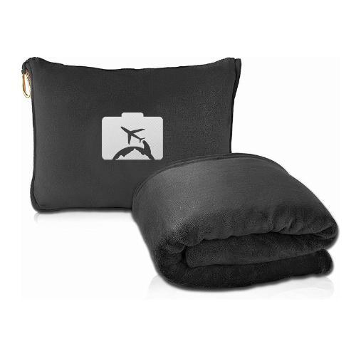 Logo Customization 2 in 1 Traveling Blanket Cushion with Pockets Airplane Blanket Set 