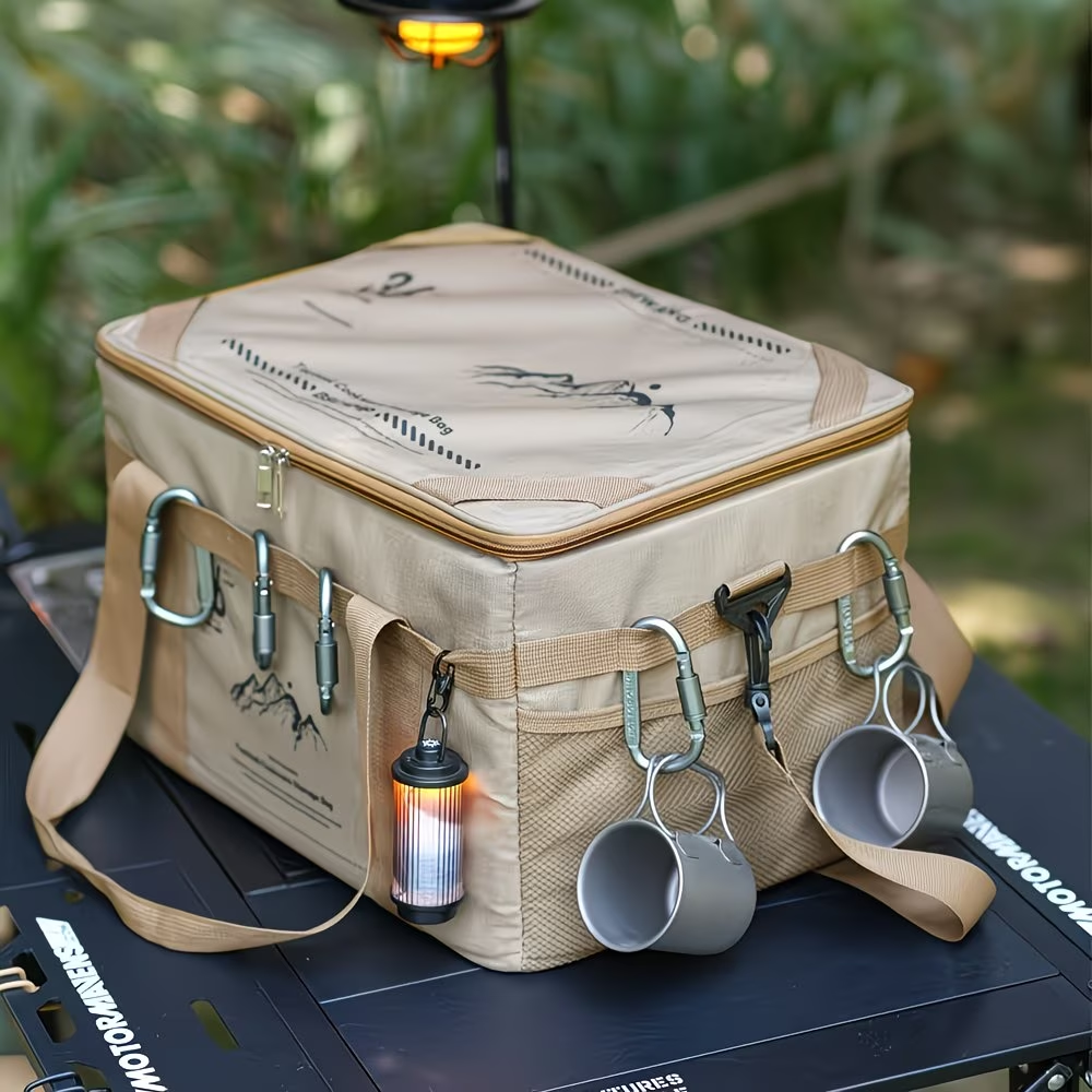 36L Waterproof Oxford Camping Storage Bag Built-in Cutting Board Shoulder Strap For Car Outdoor Use