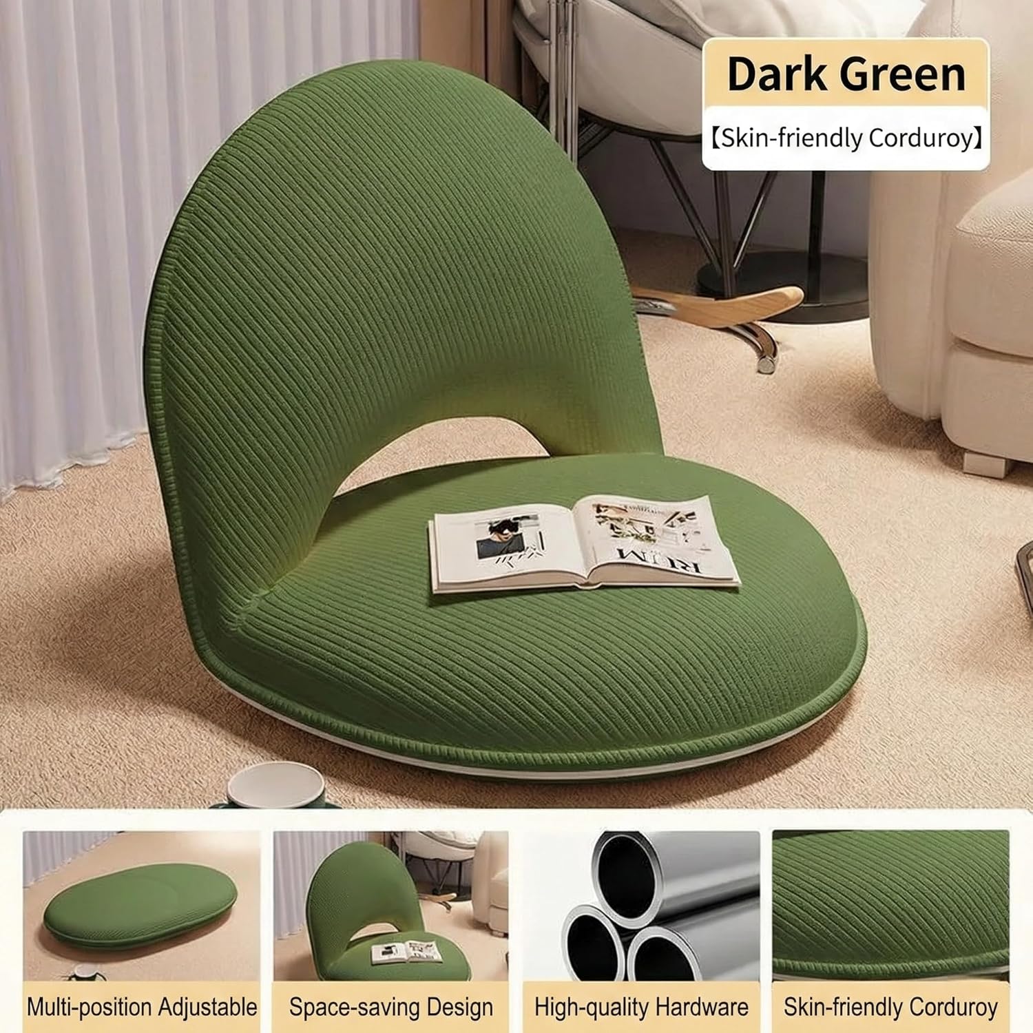 Lazy Sofa Tatami Chair High-Quality Comfortable Lazy Sofa Armchair 5-Level Adjustable with Cushion