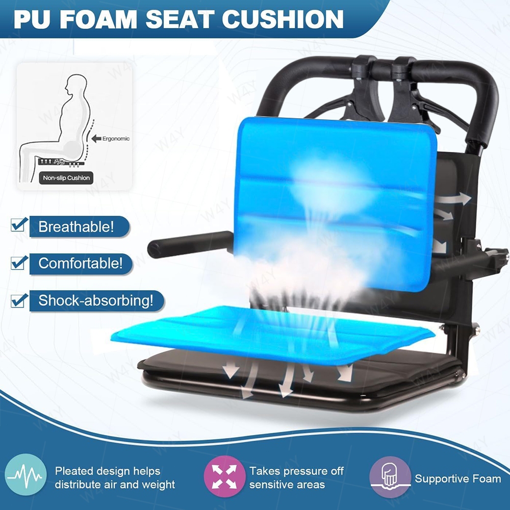 Ultra-Light Foldable Wheelchair Self-locking /Carbon Fiber /12" Shock-Absorbing Wheels for seniors