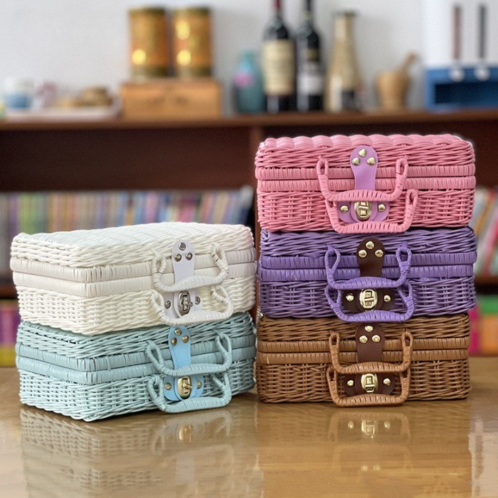 Gift Boxes For Presents With Lids Rattan Storage Box For Birthday Gift Packaging Pinic Storage