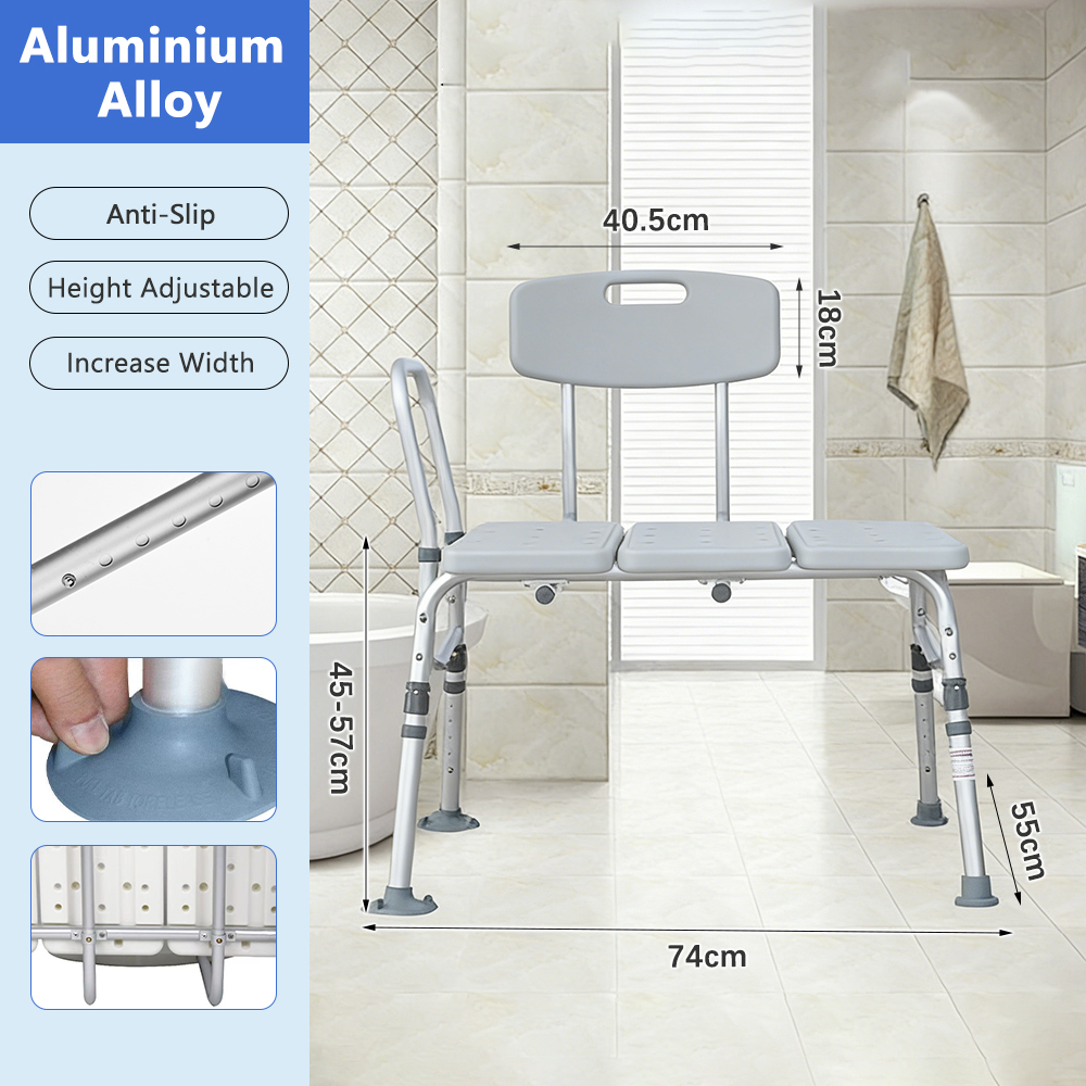 Tub Transfer Bench and Shower Chair with Support Handle Height Adjustable for Elderly & Disabled