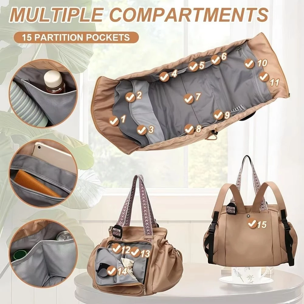 Multifunctional Travel Organizer Bag 15‑Pocket Large Capacity Mommy Backpack Crossbody Shoulder Bag