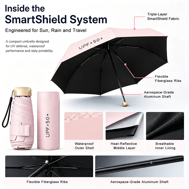 Ultra-Light Mini Umbrella Parasol Folding UV Protection Sun Umbrella Easy Storage Sunshade