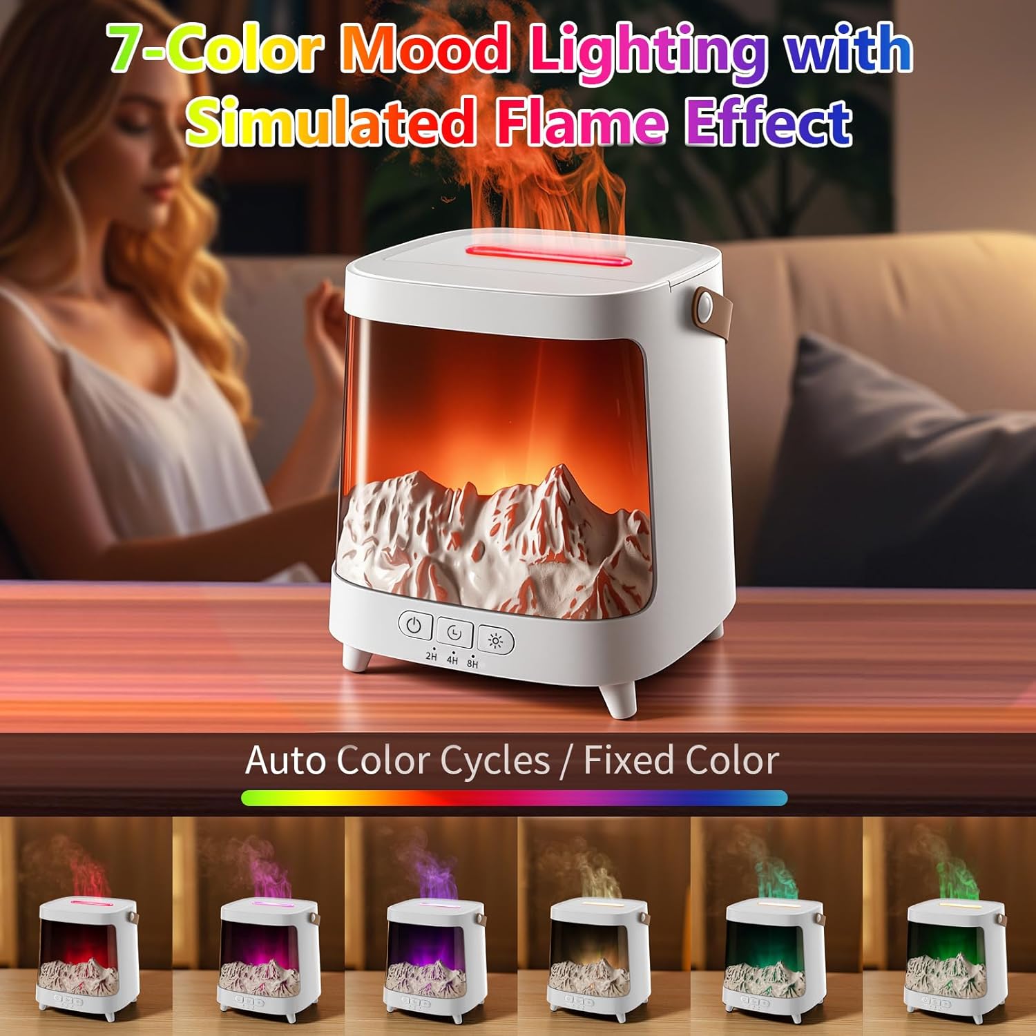 Aroma Diffuser With 7 Color Light Humidifier With Remote Control Essential Oils For Home Office