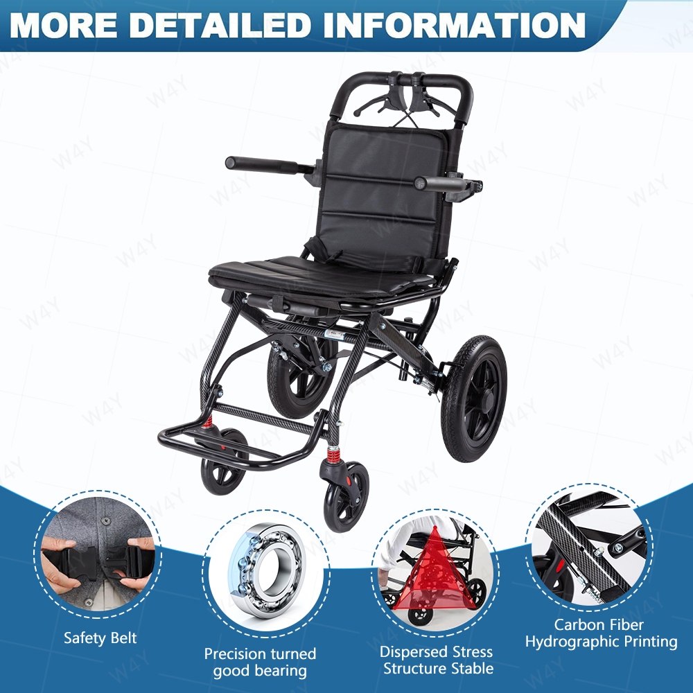 Ultra-Light Foldable Wheelchair Self-locking /Carbon Fiber /12" Shock-Absorbing Wheels for seniors