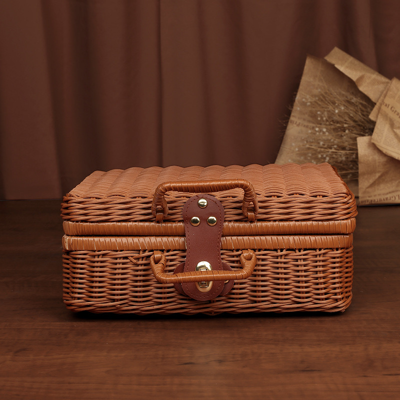 Gift Boxes For Presents With Lids Rattan Storage Box For Birthday Gift Packaging Pinic Storage