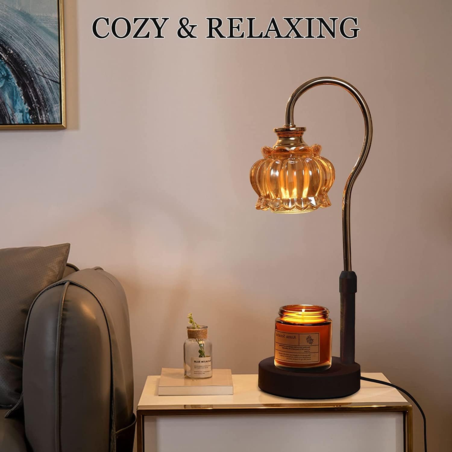 Candle Warmer Lamp Green with Timer Dimmer, Electric Candle Lamp Light Warmer Wax Heater With 2 Bulbs, Mom Christmas Birthday Gifts For Her Women, House Warming Gifts New Home