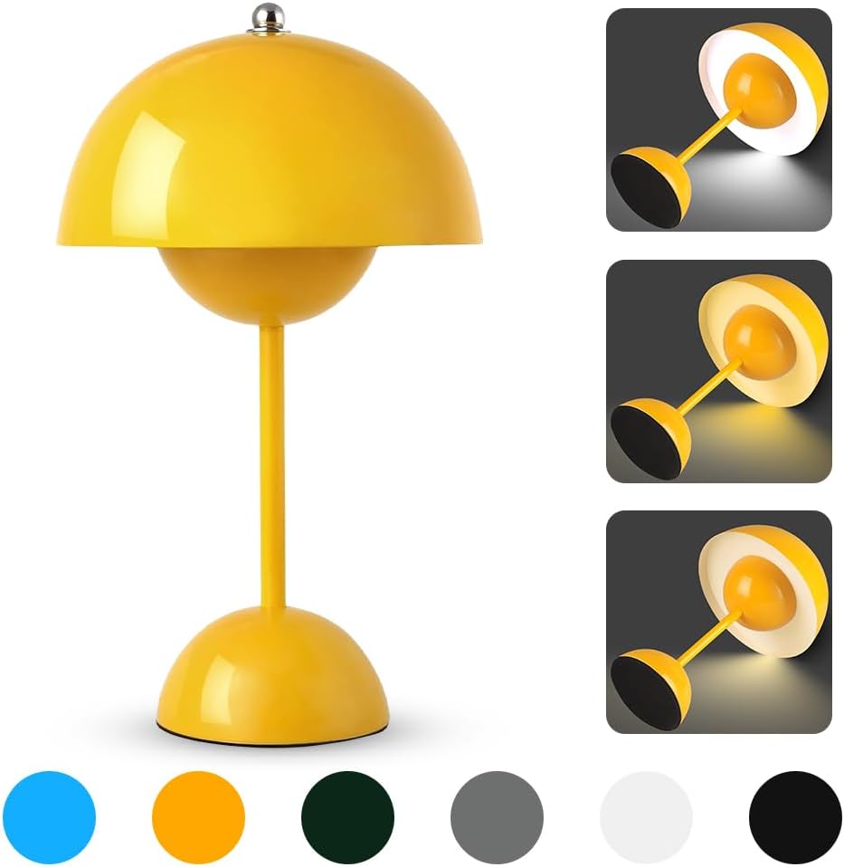 Ins Flowerpot Table Lamp Rechargeable Type-C Night Light Touch Dimmable Bedroom Bedside Lamp