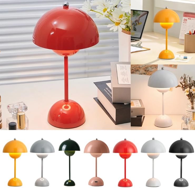 Ins Flowerpot Table Lamp Rechargeable Type-C Night Light Touch Dimmable Bedroom Bedside Lamp