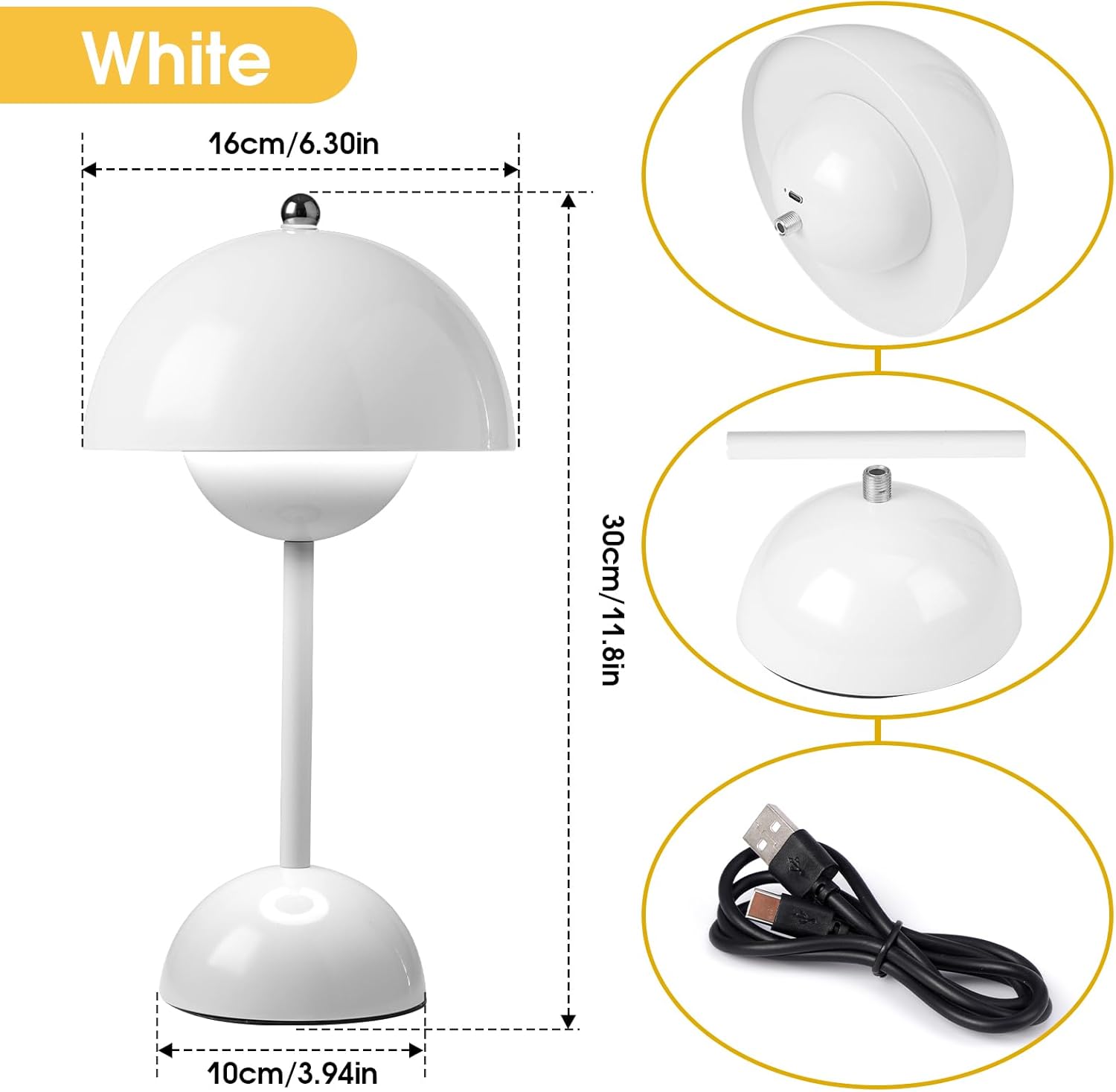Ins Flowerpot Table Lamp Rechargeable Type-C Night Light Touch Dimmable Bedroom Bedside Lamp