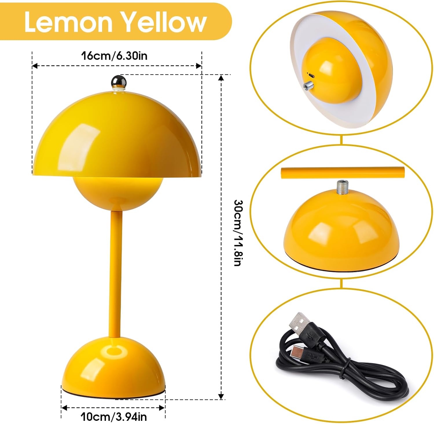 Ins Flowerpot Table Lamp Rechargeable Type-C Night Light Touch Dimmable Bedroom Bedside Lamp