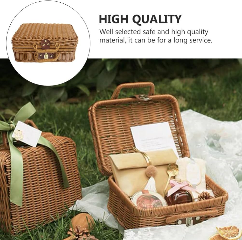 Gift Boxes For Presents With Lids Rattan Storage Box For Birthday Gift Packaging Pinic Storage