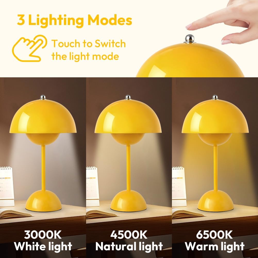 Ins Flowerpot Table Lamp Rechargeable Type-C Night Light Touch Dimmable Bedroom Bedside Lamp