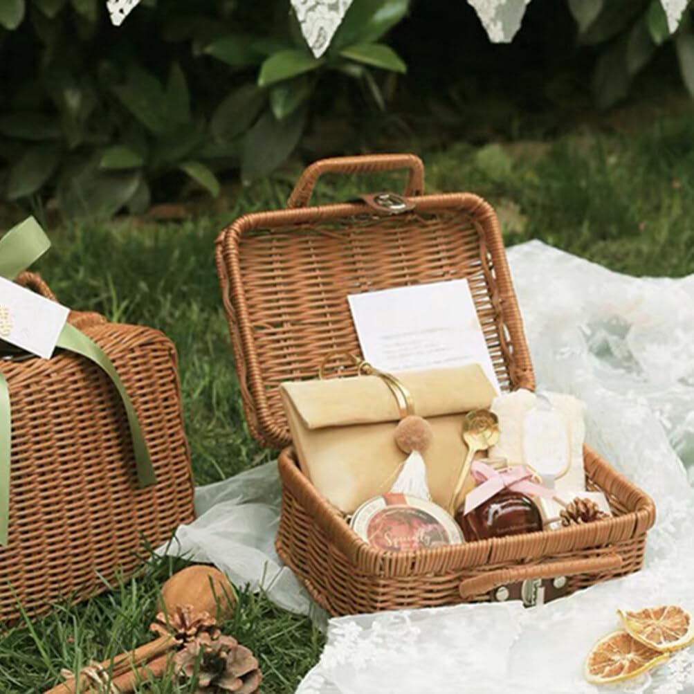 Gift Boxes For Presents With Lids Rattan Storage Box For Birthday Gift Packaging Pinic Storage