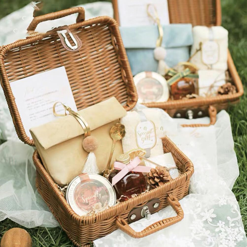 Gift Boxes For Presents With Lids Rattan Storage Box For Birthday Gift Packaging Pinic Storage