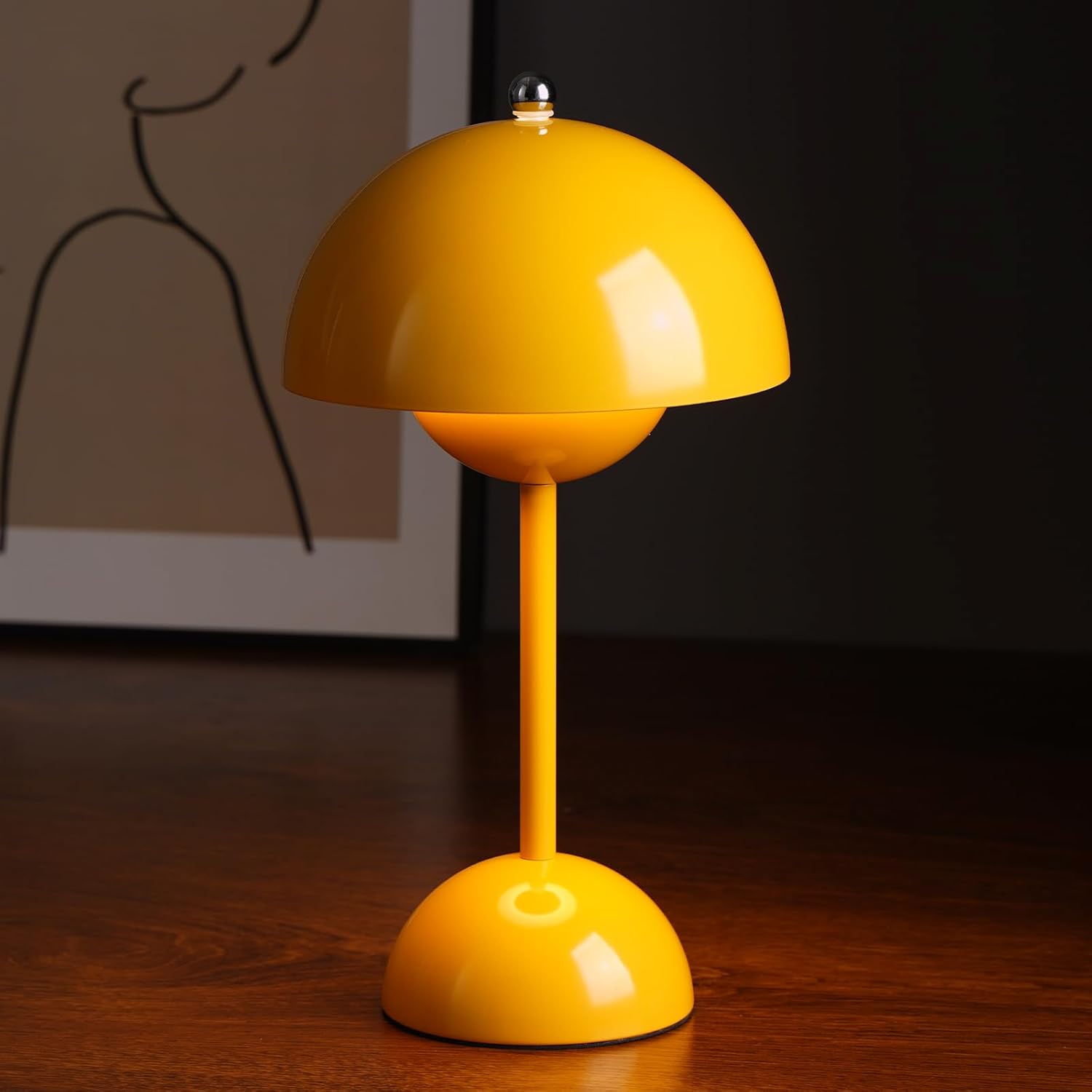 Ins Flowerpot Table Lamp Rechargeable Type-C Night Light Touch Dimmable Bedroom Bedside Lamp