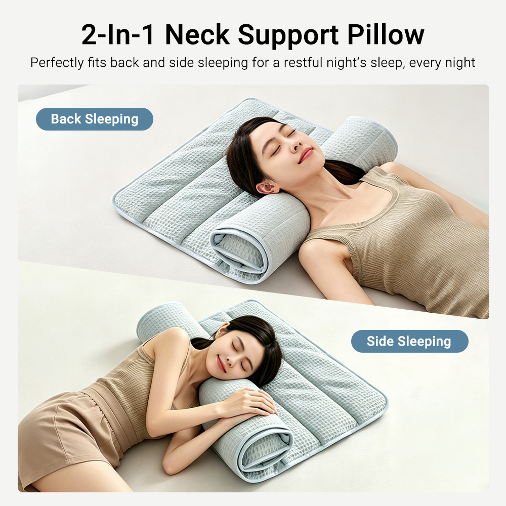 Sleep Towel Therapeutic Towel Pillow Height Adjustable Neck Support Pillow Travel Portable Pillow
