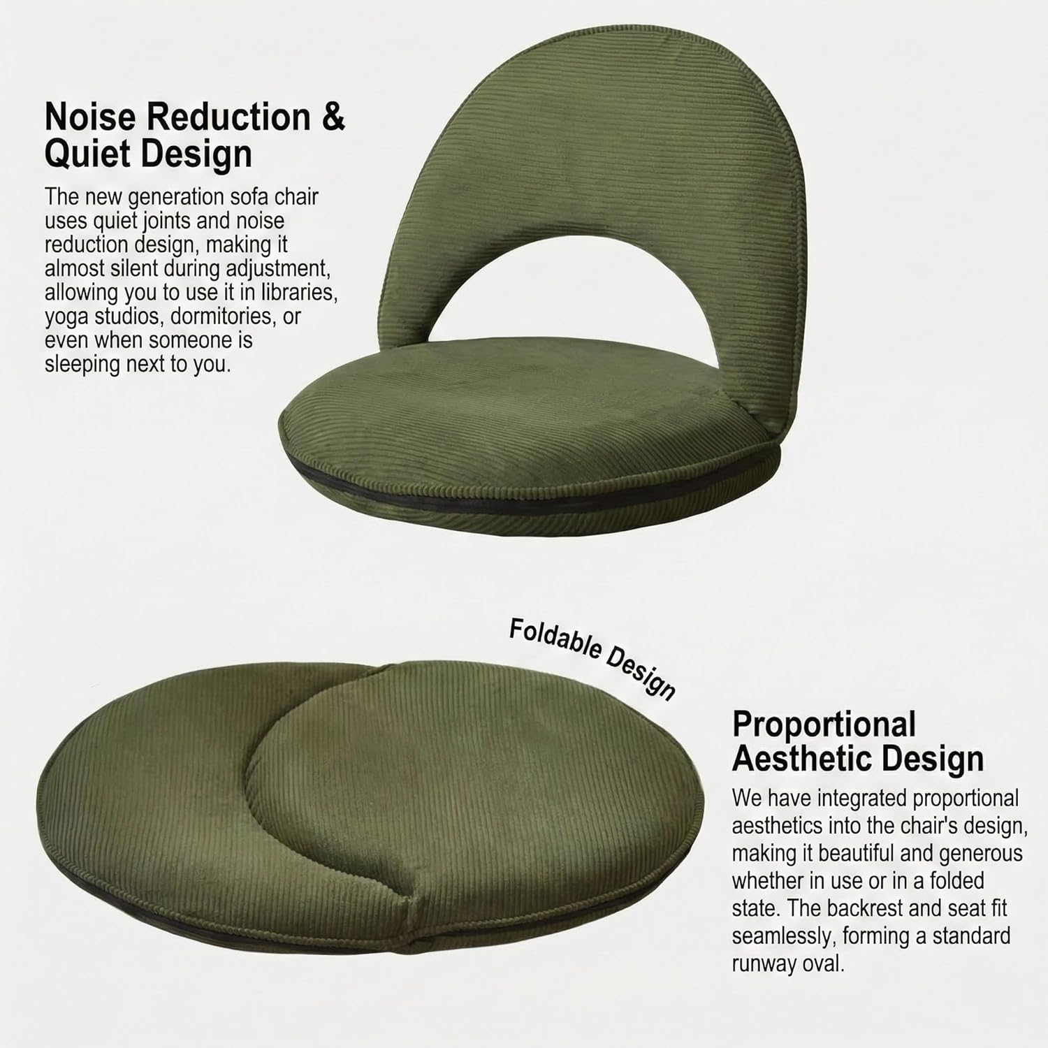 Lazy Sofa Tatami Chair High-Quality Comfortable Lazy Sofa Armchair 5-Level Adjustable with Cushion