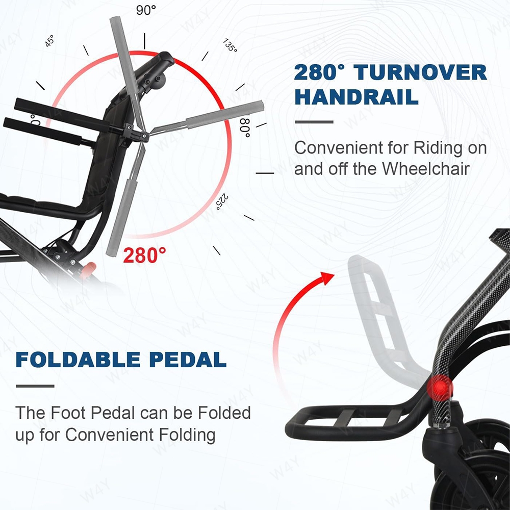 Ultra-Light Foldable Wheelchair Self-locking /Carbon Fiber /12" Shock-Absorbing Wheels for seniors