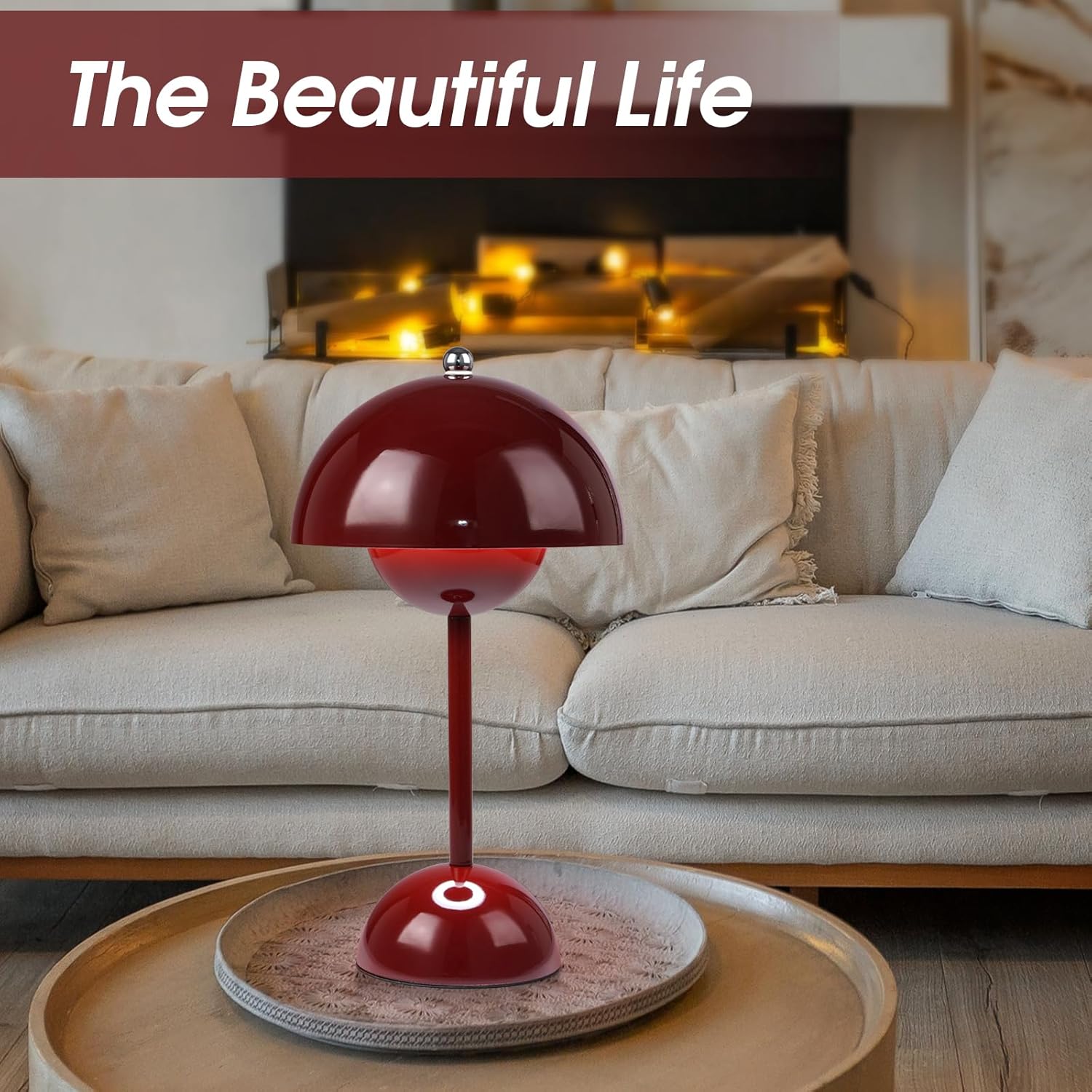 Ins Flowerpot Table Lamp Rechargeable Type-C Night Light Touch Dimmable Bedroom Bedside Lamp