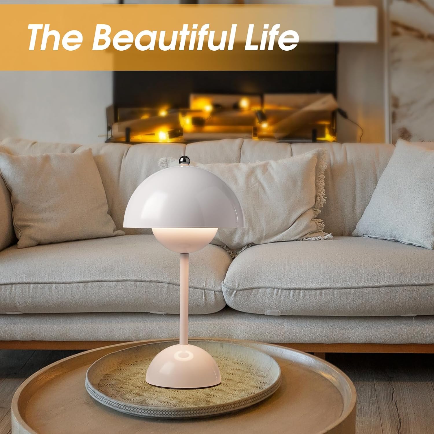 Ins Flowerpot Table Lamp Rechargeable Type-C Night Light Touch Dimmable Bedroom Bedside Lamp