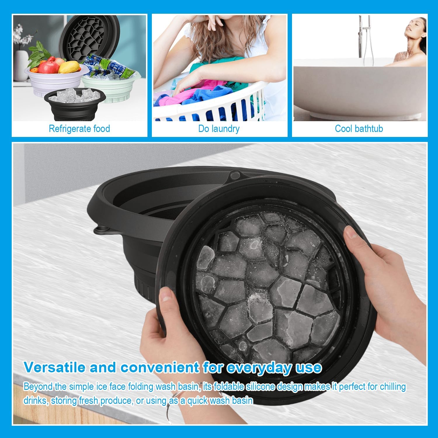 Collapsible Silicone Facial Ice Bath Bowl For Cold Plunge Therapy Portable Spa Tool For Home