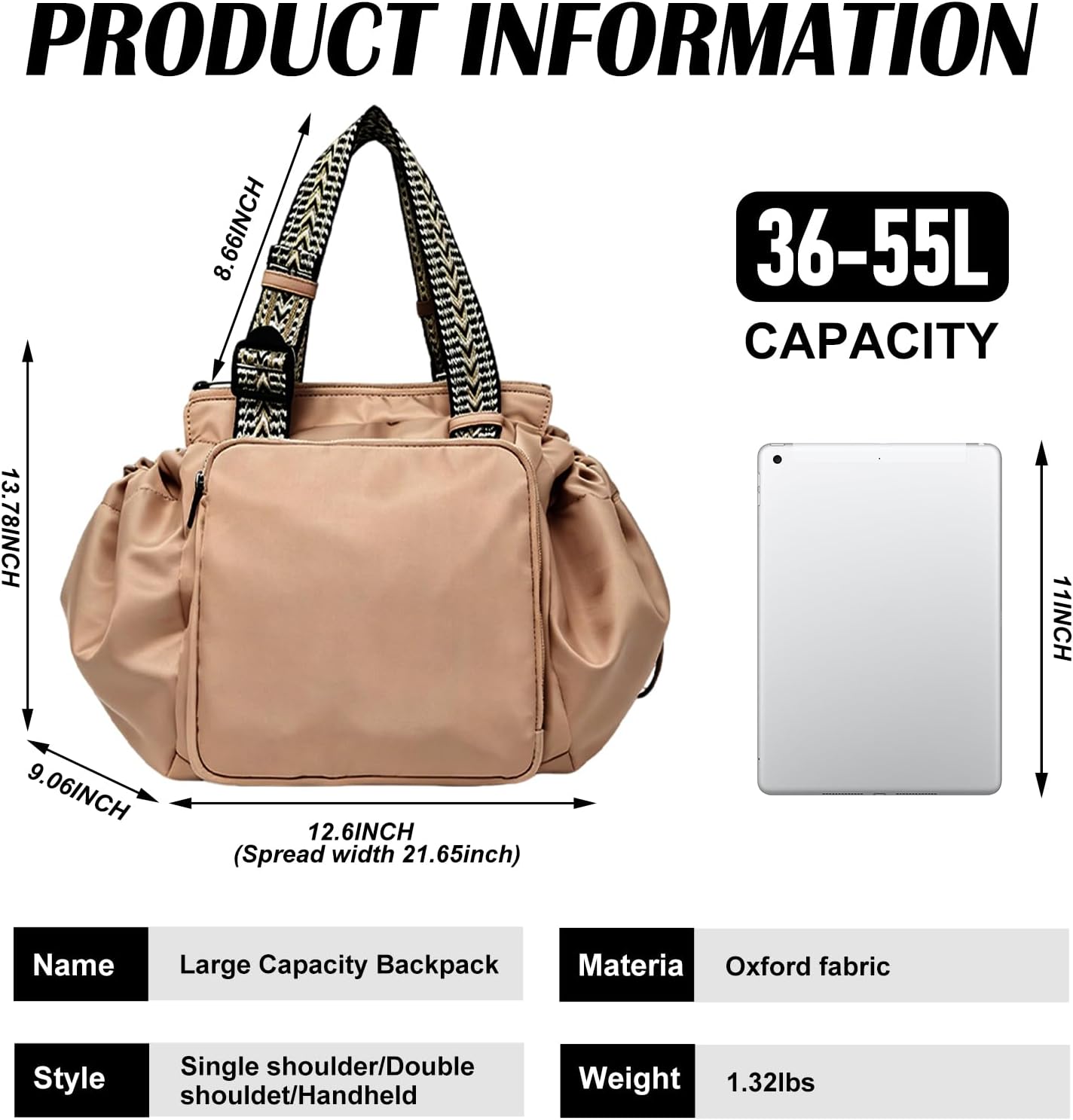 Multifunctional Travel Organizer Bag 15‑Pocket Large Capacity Mommy Backpack Crossbody Shoulder Bag