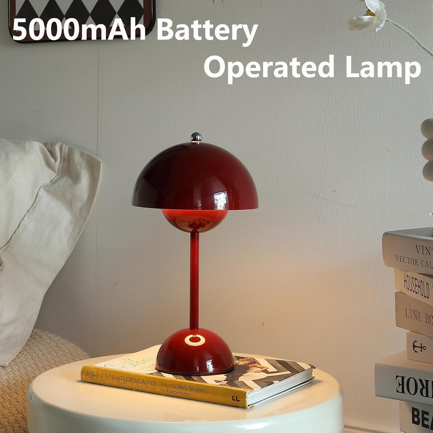 Ins Flowerpot Table Lamp Rechargeable Type-C Night Light Touch Dimmable Bedroom Bedside Lamp