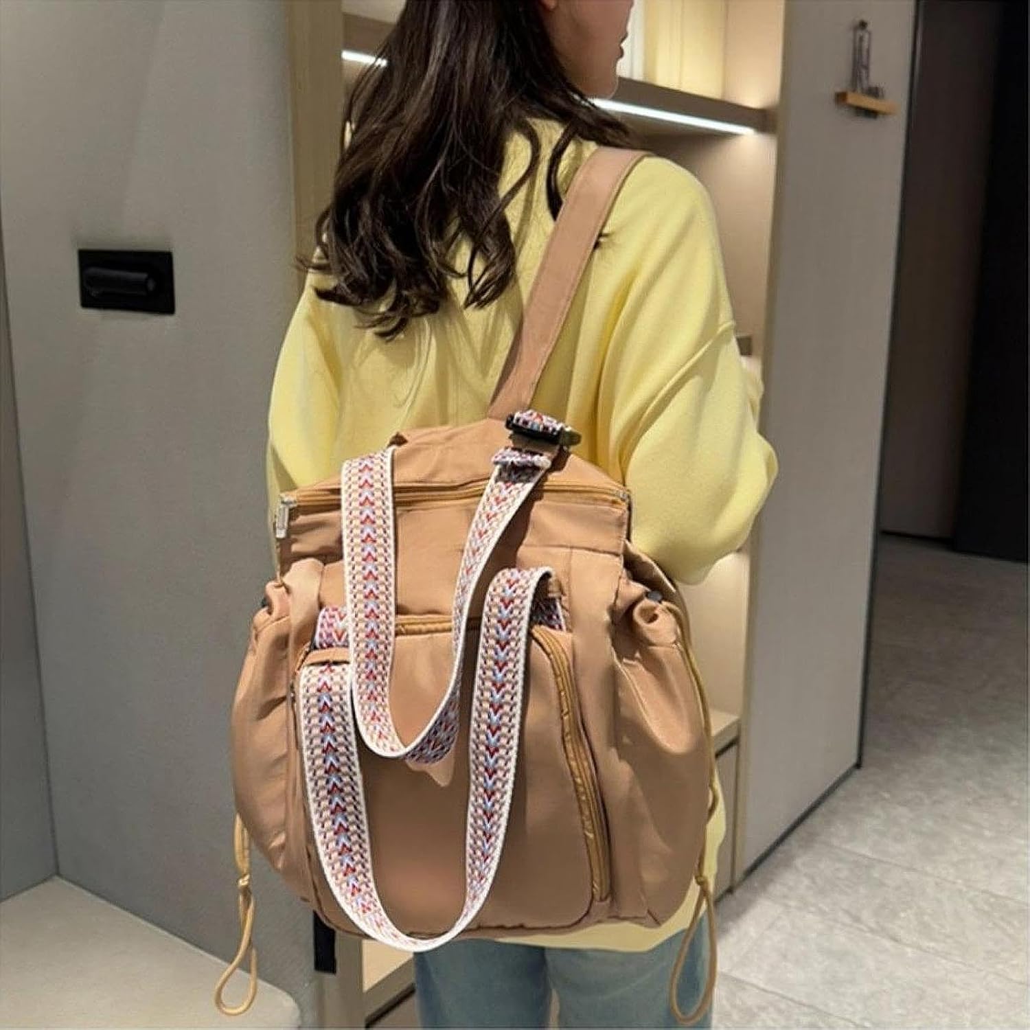 Multifunctional Travel Organizer Bag 15‑Pocket Large Capacity Mommy Backpack Crossbody Shoulder Bag