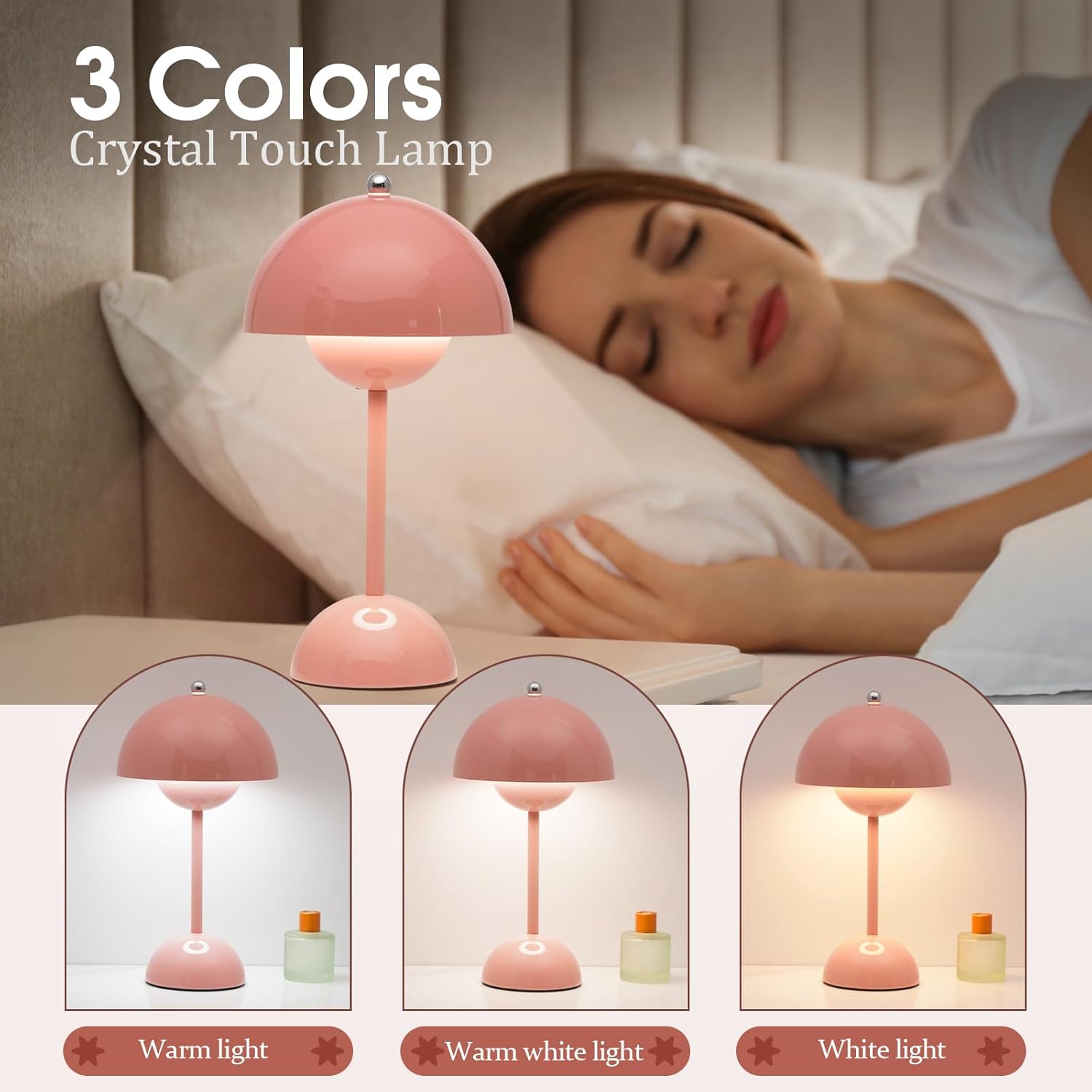 Ins Flowerpot Table Lamp Rechargeable Type-C Night Light Touch Dimmable Bedroom Bedside Lamp