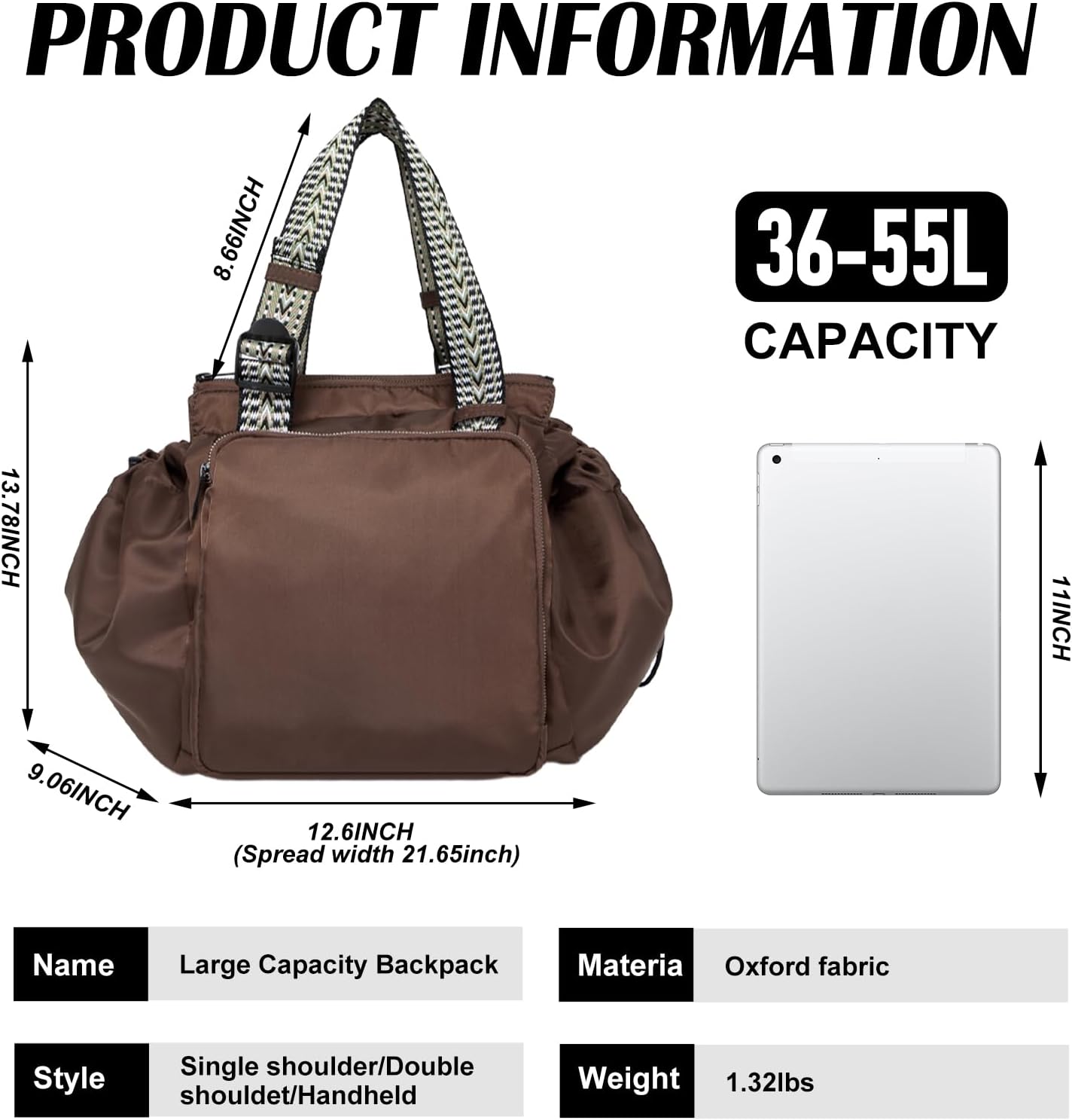 Multifunctional Travel Organizer Bag 15‑Pocket Large Capacity Mommy Backpack Crossbody Shoulder Bag