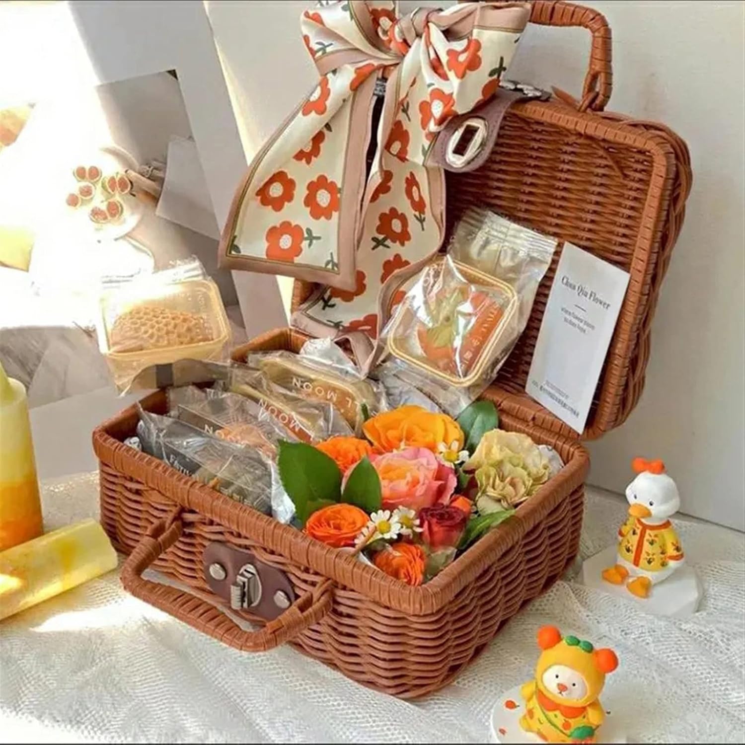 Gift Boxes For Presents With Lids Rattan Storage Box For Birthday Gift Packaging Pinic Storage