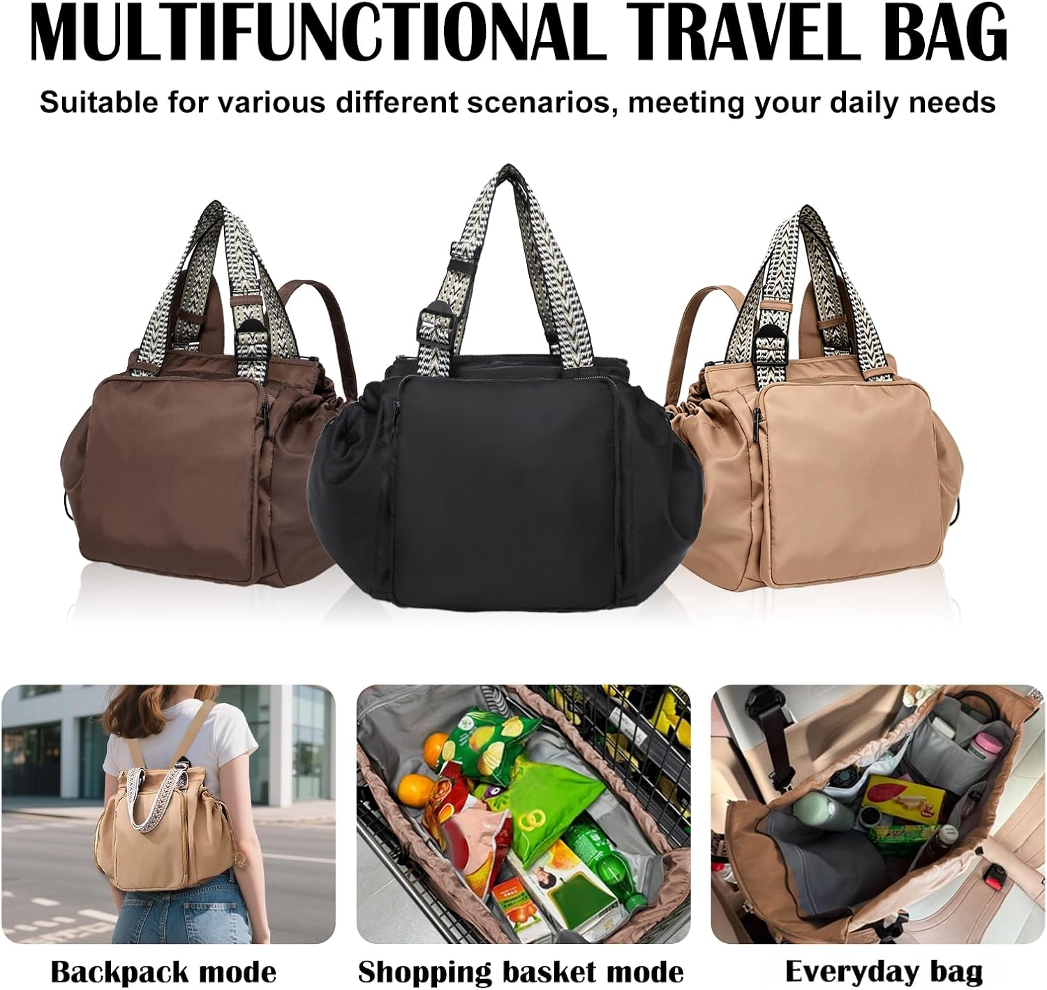 Multifunctional Travel Organizer Bag 15‑Pocket Large Capacity Mommy Backpack Crossbody Shoulder Bag