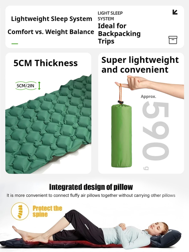 Waterproof Self-Inflating Mat Sleeping Mat Air Mat Mattress Sleeping Pad Camping Pad With Pillow