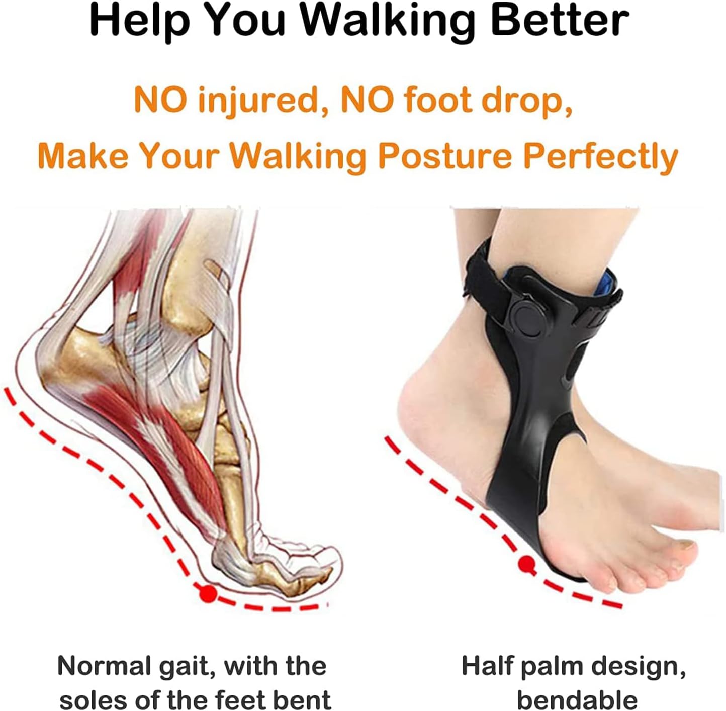 Drop Foot Brace, Drop Foot Brace Orthosis Ankle Brace Support, Foot Stabilizer Worn with Shoes