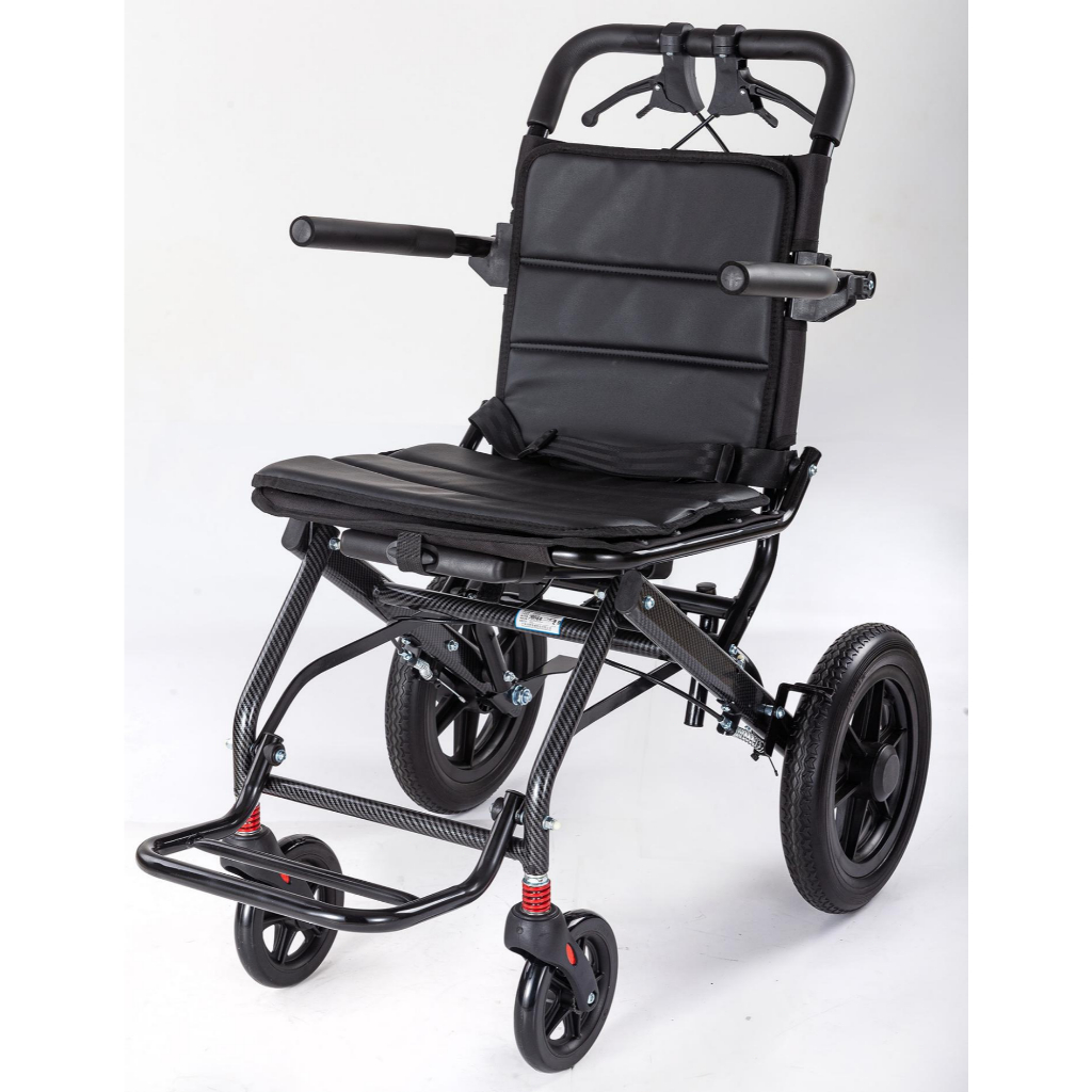 Ultra-Light Foldable Wheelchair Self-locking /Carbon Fiber /12" Shock-Absorbing Wheels for seniors