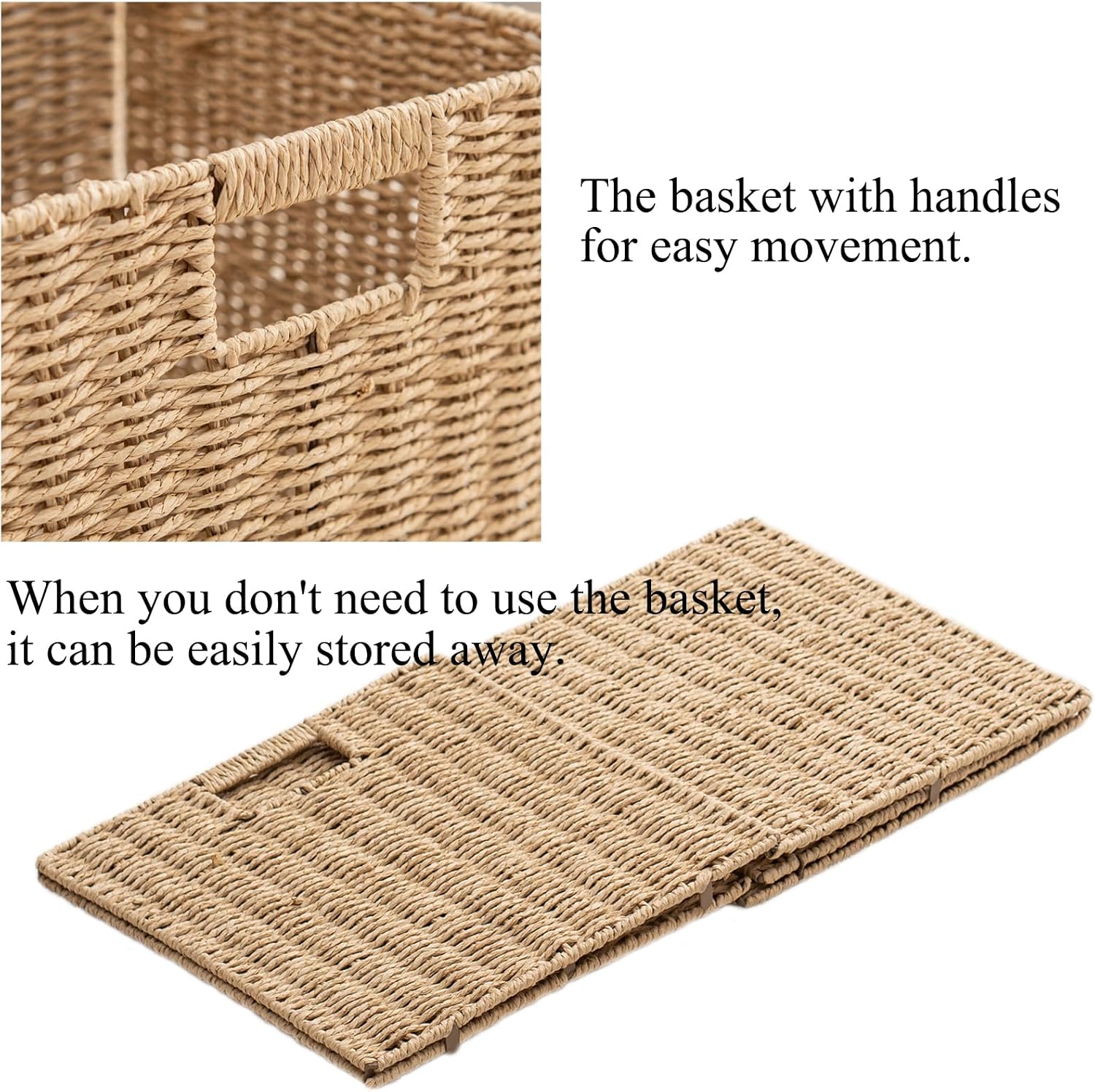 Foldable Wicker Storage Cubes Wicker Storage Baskets Rectangular Laundry Organizer Storage Baskets