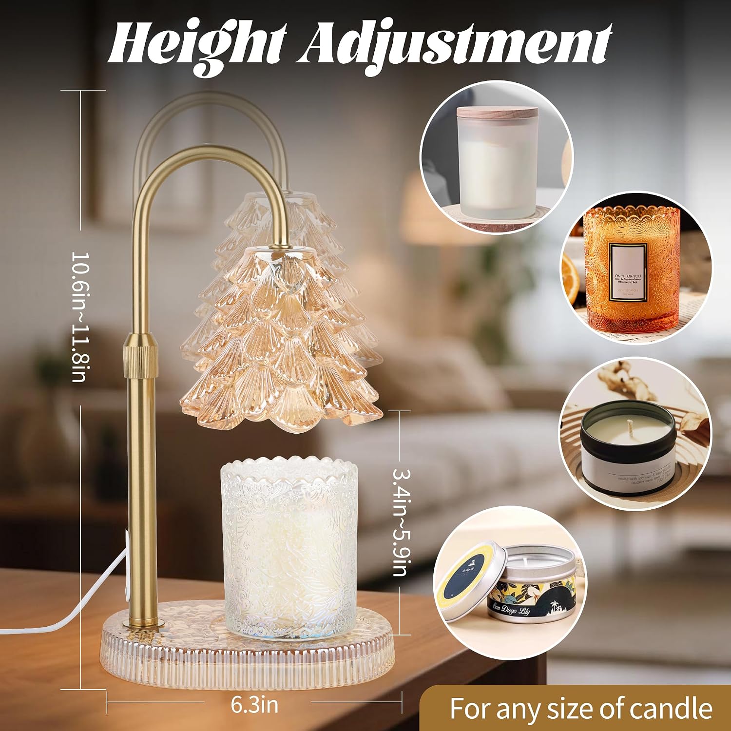 Candle Warmer Lamp Green with Timer Dimmer, Electric Candle Lamp Light Warmer Wax Heater With 2 Bulbs, Mom Christmas Birthday Gifts For Her Women, House Warming Gifts New Home