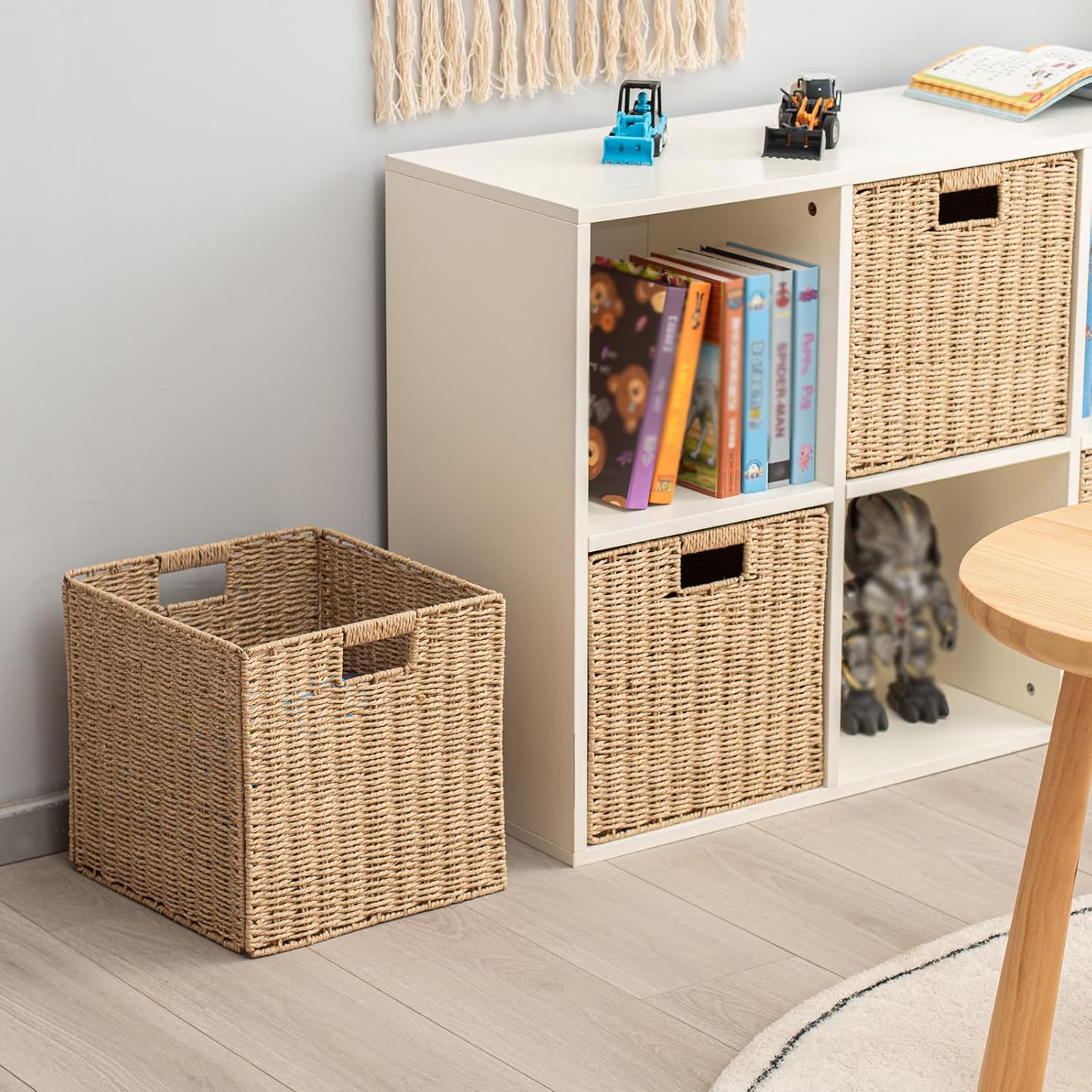 Foldable Wicker Storage Cubes Wicker Storage Baskets Rectangular Laundry Organizer Storage Baskets