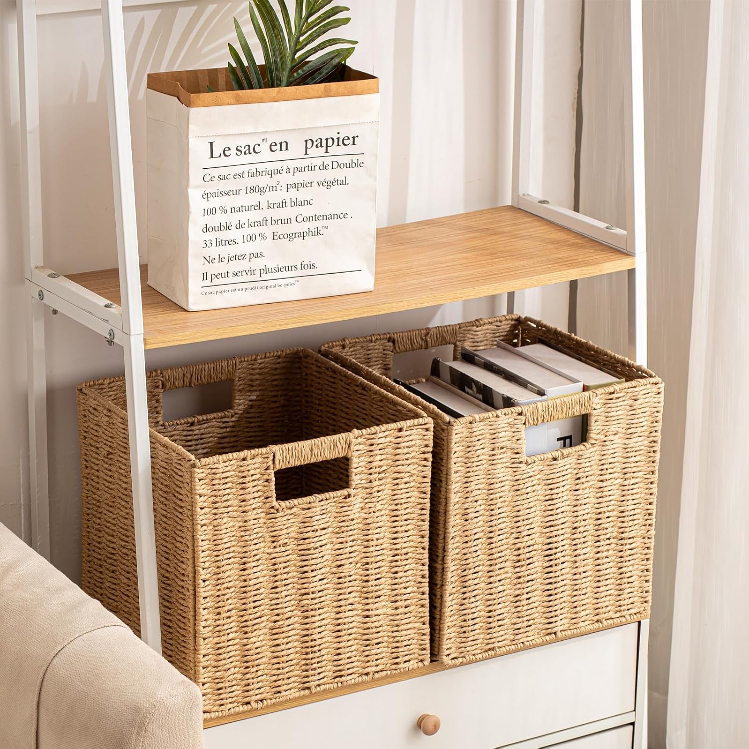 Foldable Wicker Storage Cubes Wicker Storage Baskets Rectangular Laundry Organizer Storage Baskets