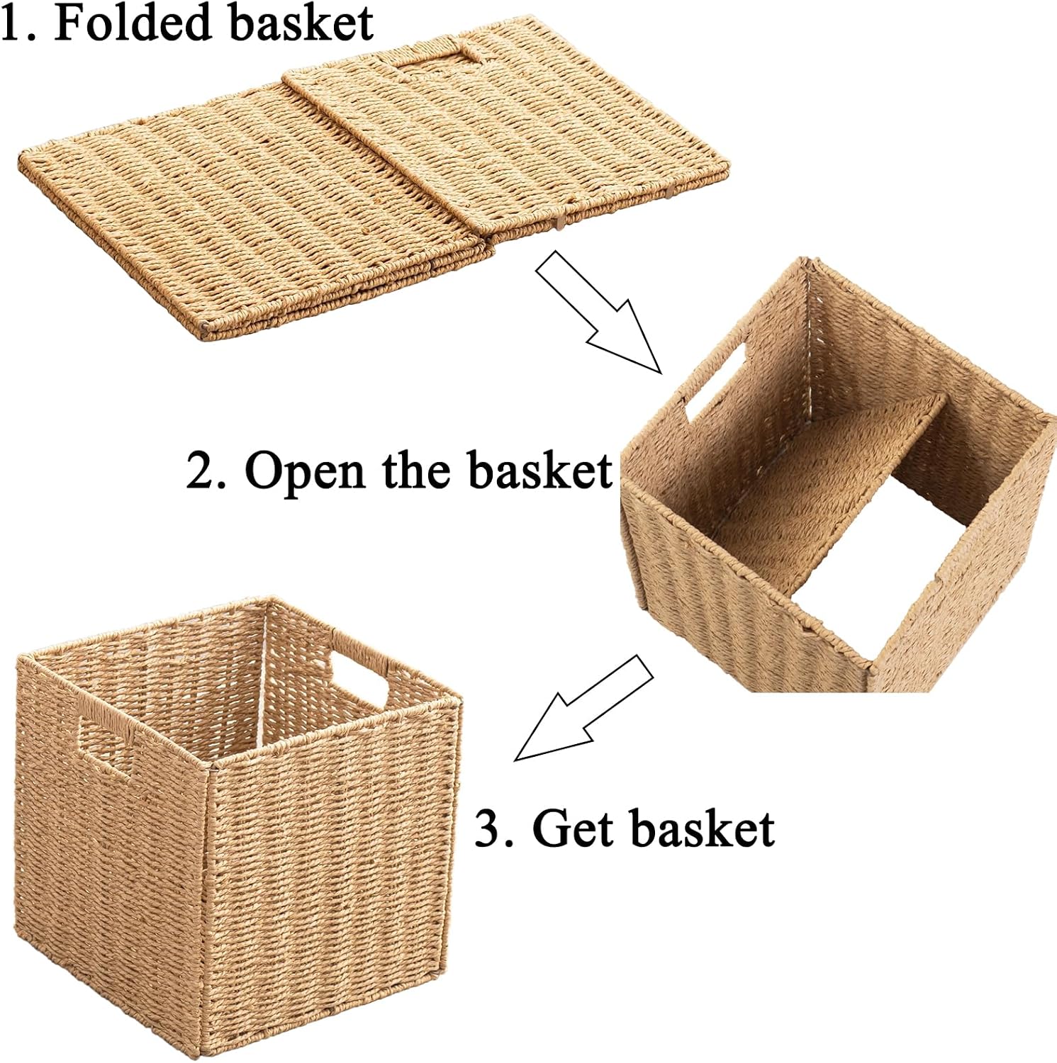 Foldable Wicker Storage Cubes Wicker Storage Baskets Rectangular Laundry Organizer Storage Baskets