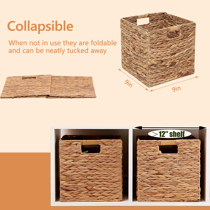 Foldable Wicker Storage Cubes Wicker Storage Baskets Rectangular Laundry Organizer Storage Baskets